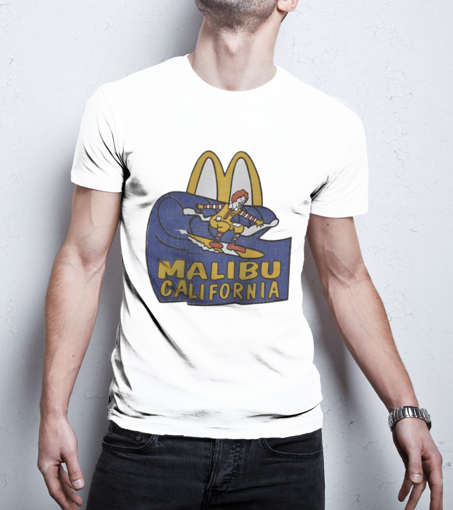 Malibu California Rare Ronald McDonald Surfing McDonald's Golden Arches T-Shirt