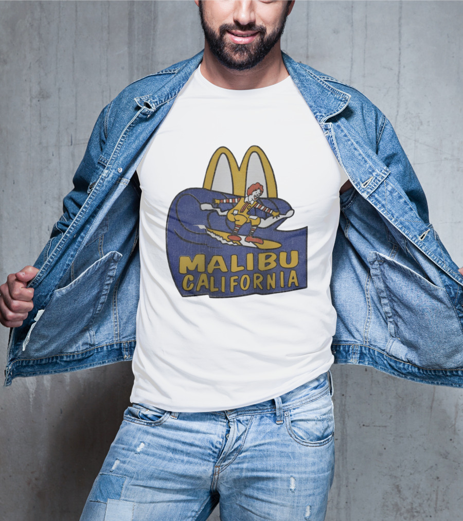 Malibu California Rare Ronald McDonald Surfing McDonald's Golden Arches T-Shirt