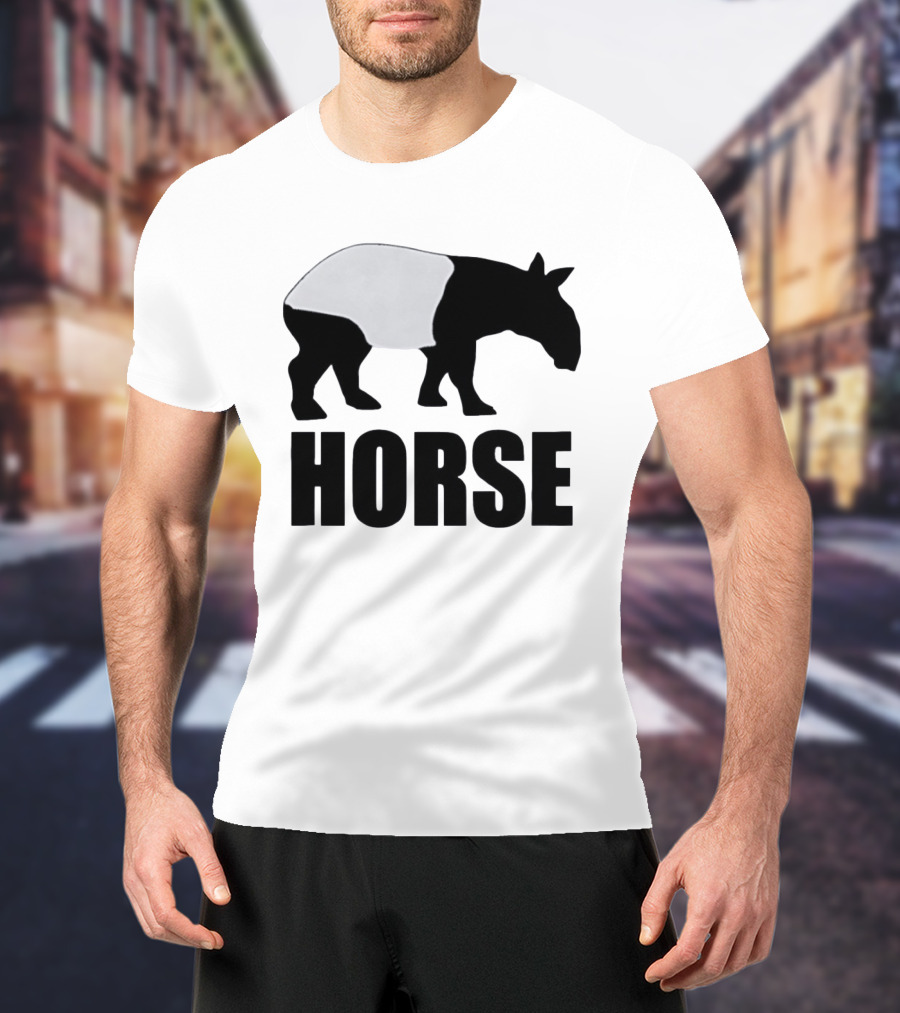 Mislabeled Animal Tapir Silhouette With Horse Text Optical Illusion T-Shirt