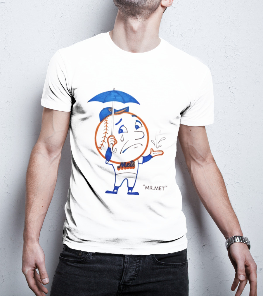 Mr Met New York Mets Rainy Day Mascot Umbrella Splash T-Shirt