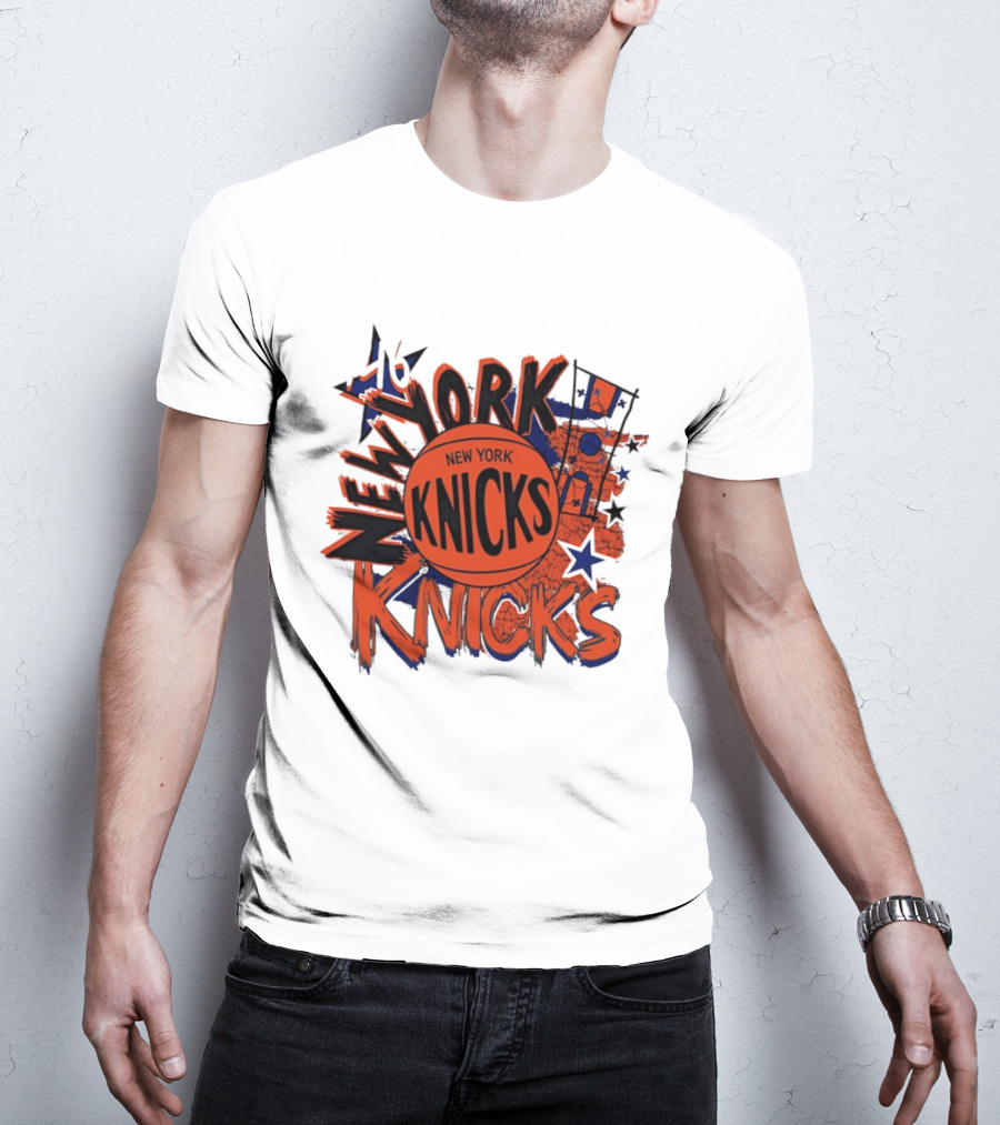 New York Knicks Vintage Basketball 46 Stars And Skyline T-Shirt