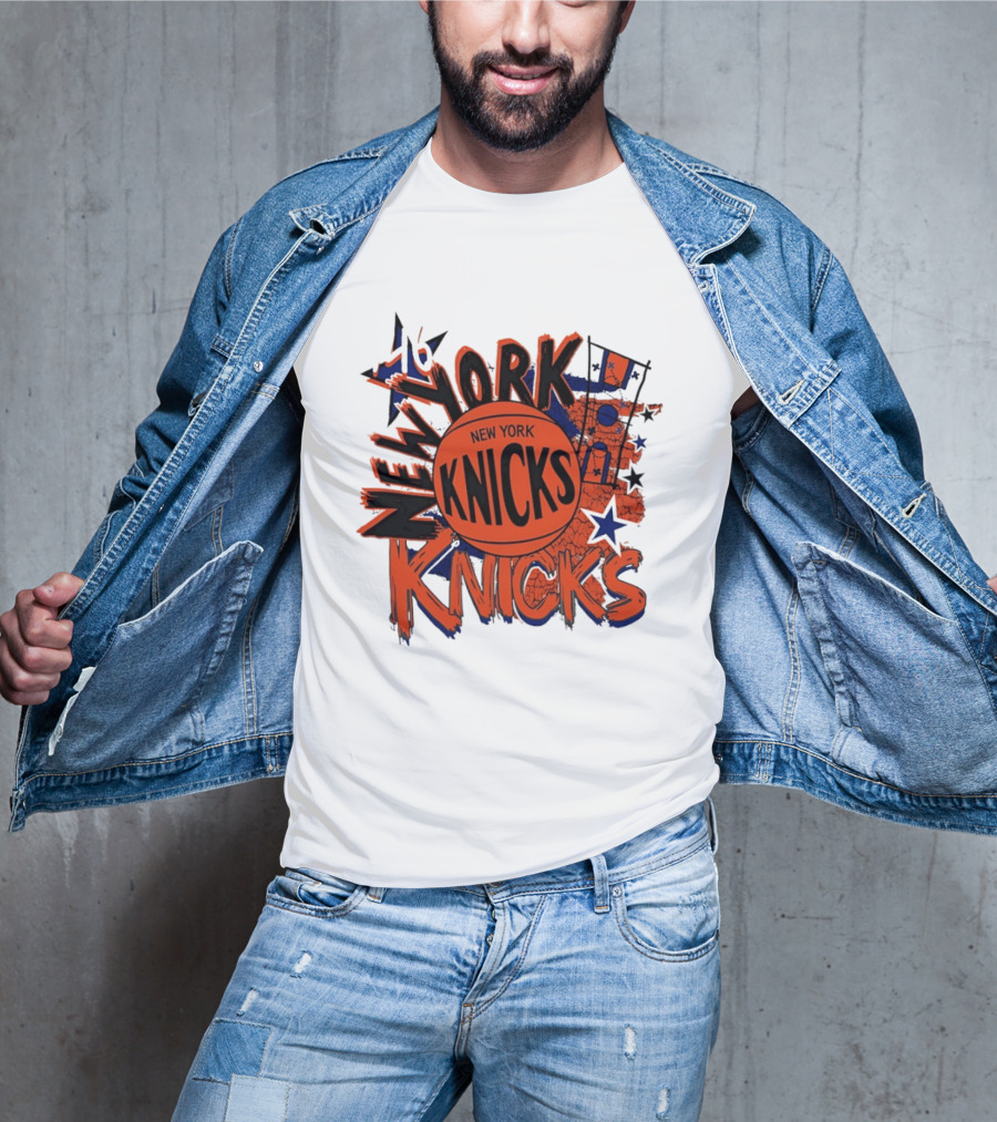 New York Knicks Vintage Basketball 46 Stars And Skyline T-Shirt