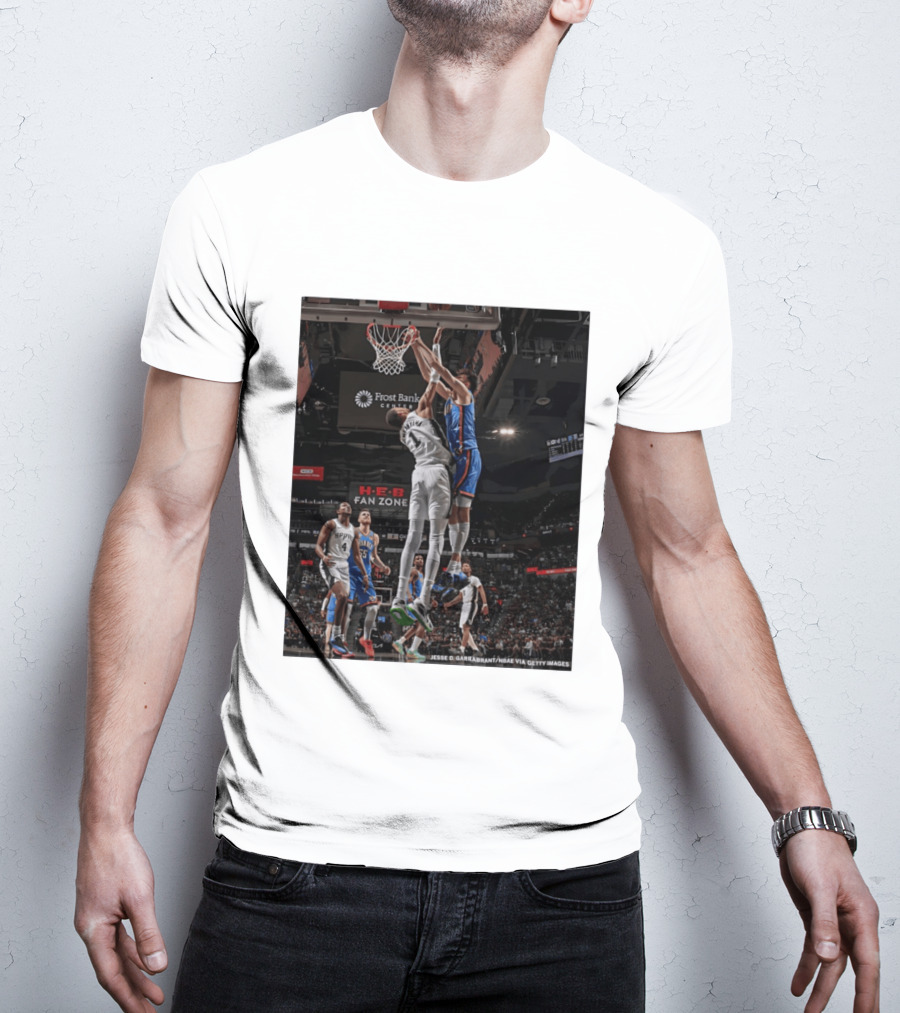 Victor Wembanyama San Antonio Spurs Dunk Vs Oklahoma City NBA Action T-Shirt