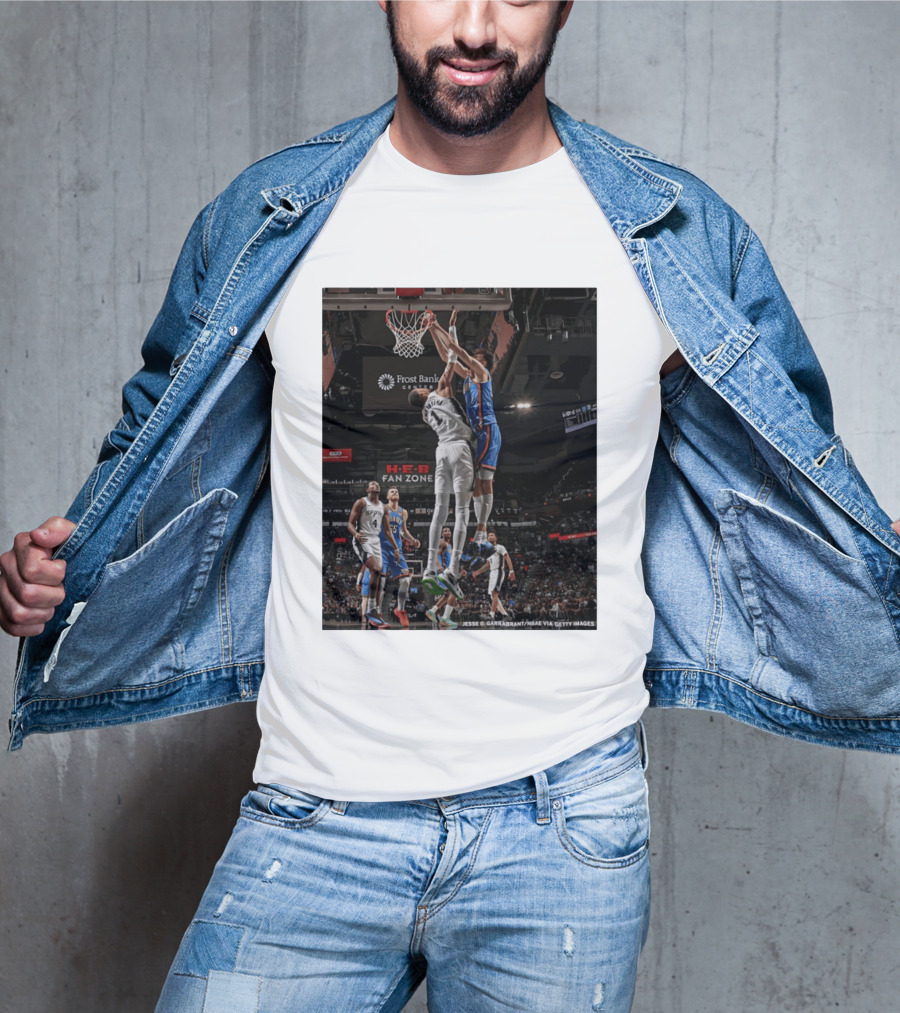 Victor Wembanyama San Antonio Spurs Dunk Vs Oklahoma City NBA Action T-Shirt