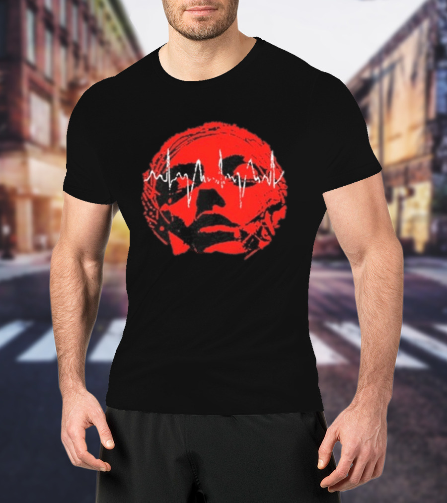 Converge Hum Of Hurt Red Face With White Waveform Lines T-Shirt