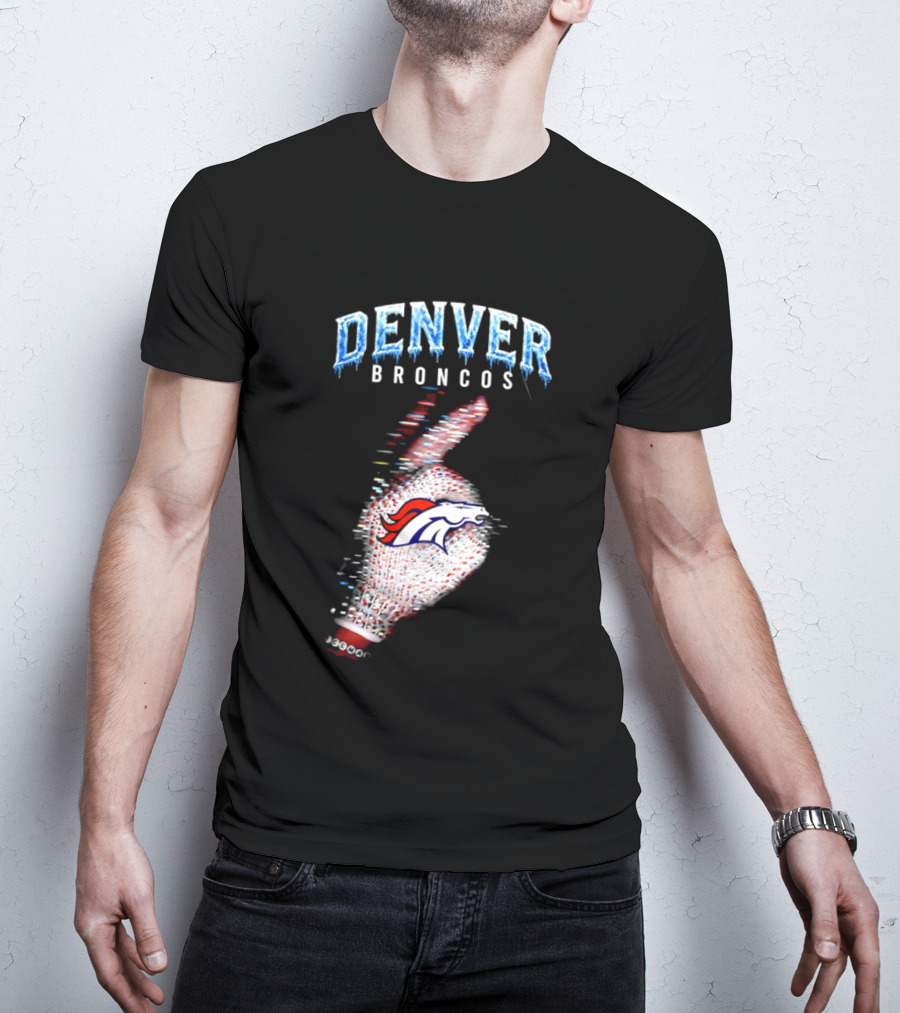 Denver Broncos Iceman 2026 Logo Glitched Hand Signal T-Shirt