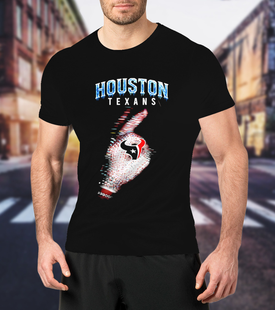 Houston Texans Iceman 2026 Glitch Hand T-Shirt