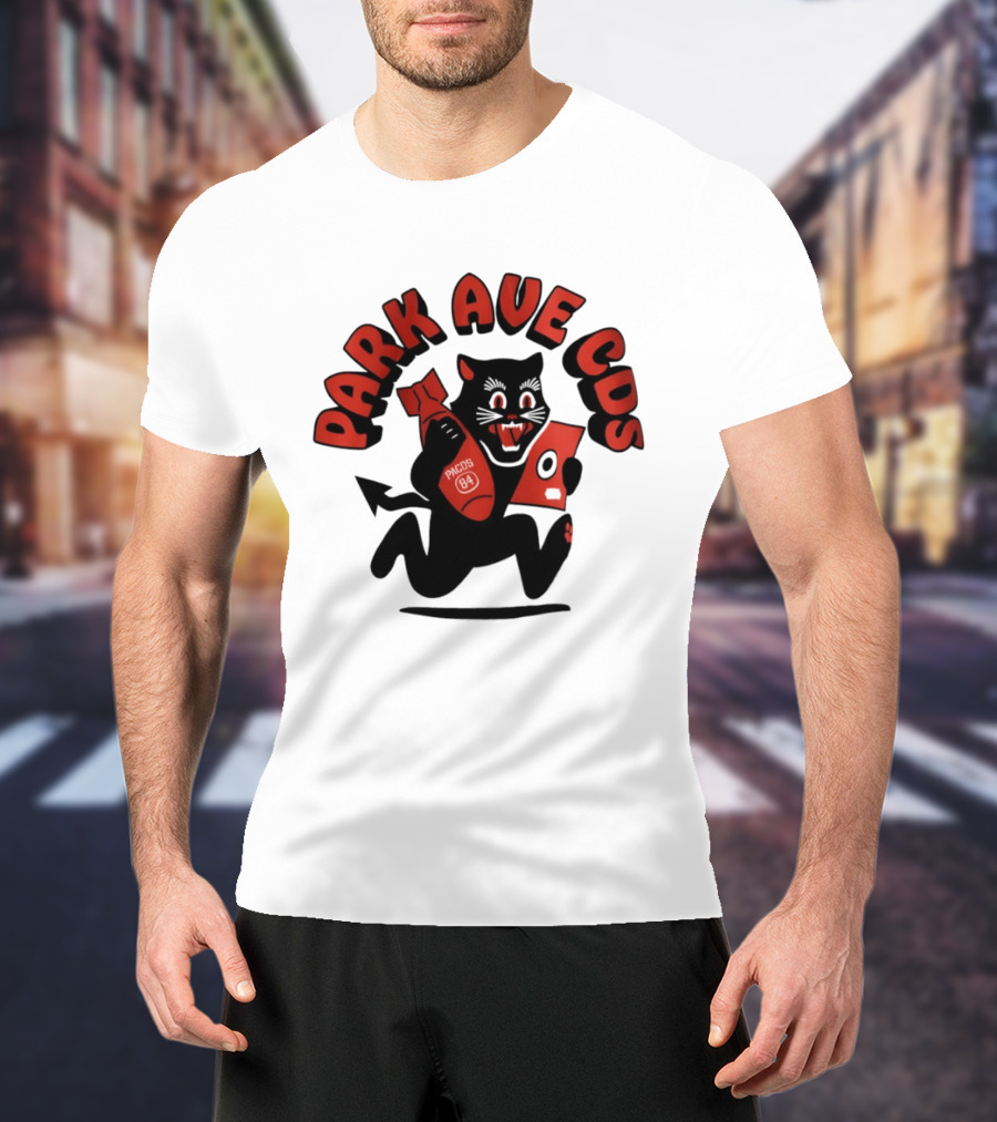 Park Ave CDS Black Cat Holding CD And Bomb T-Shirt