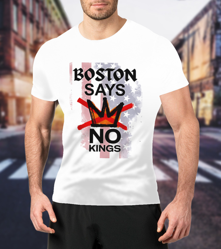 Boston Says No Kings Crown Symbol Stars T-Shirt