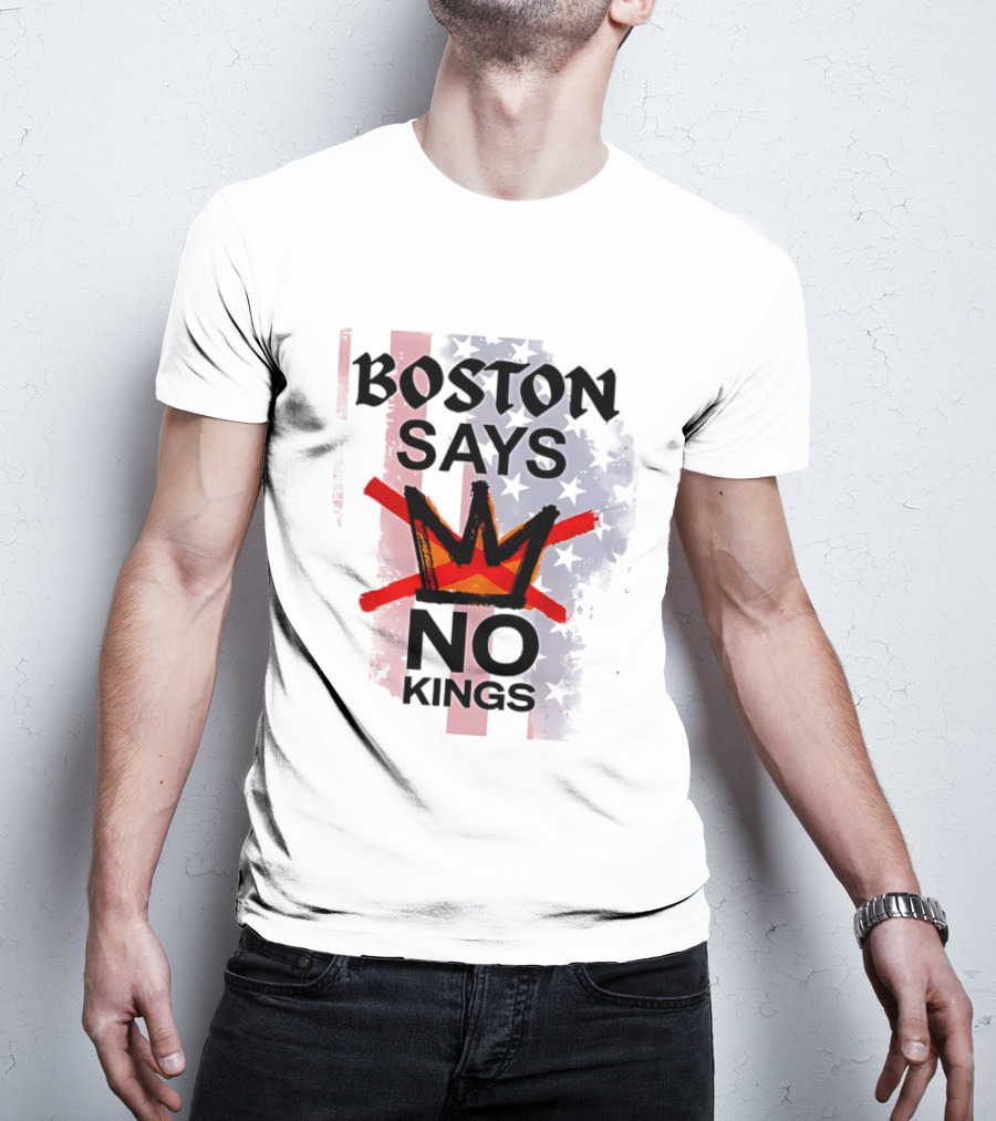 Boston Says No Kings Crown Symbol Stars T-Shirt