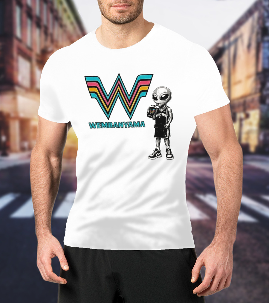 San Antonio Spurs Wembanyama Alien Drinking Spurs T-Shirt