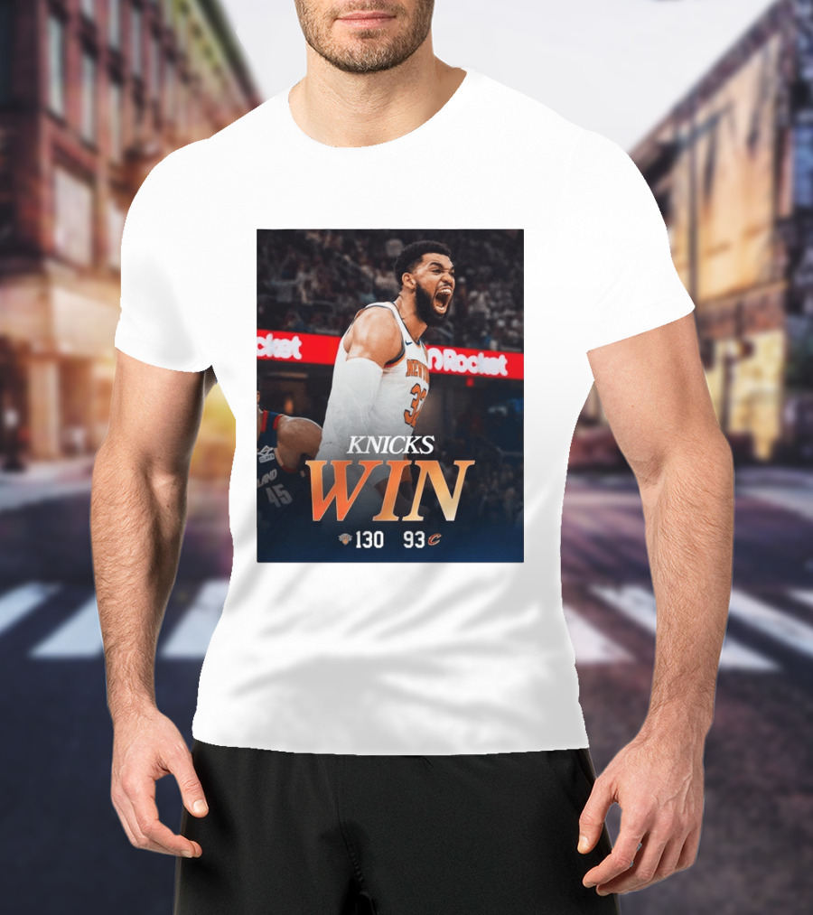 Knicks Win 130 93 Celebration Victory Over Cleveland Playoffs Sweep T-Shirt
