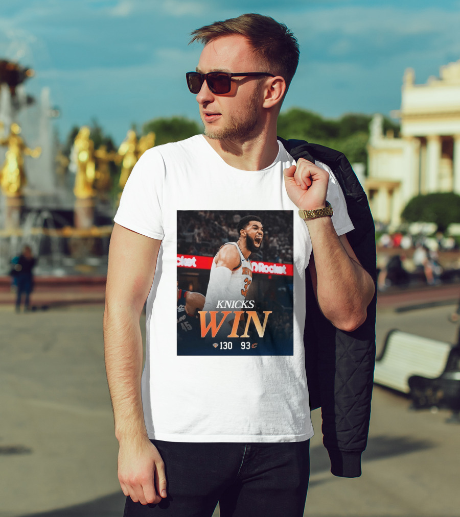 Knicks Win 130 93 Celebration Victory Over Cleveland Playoffs Sweep T-Shirt