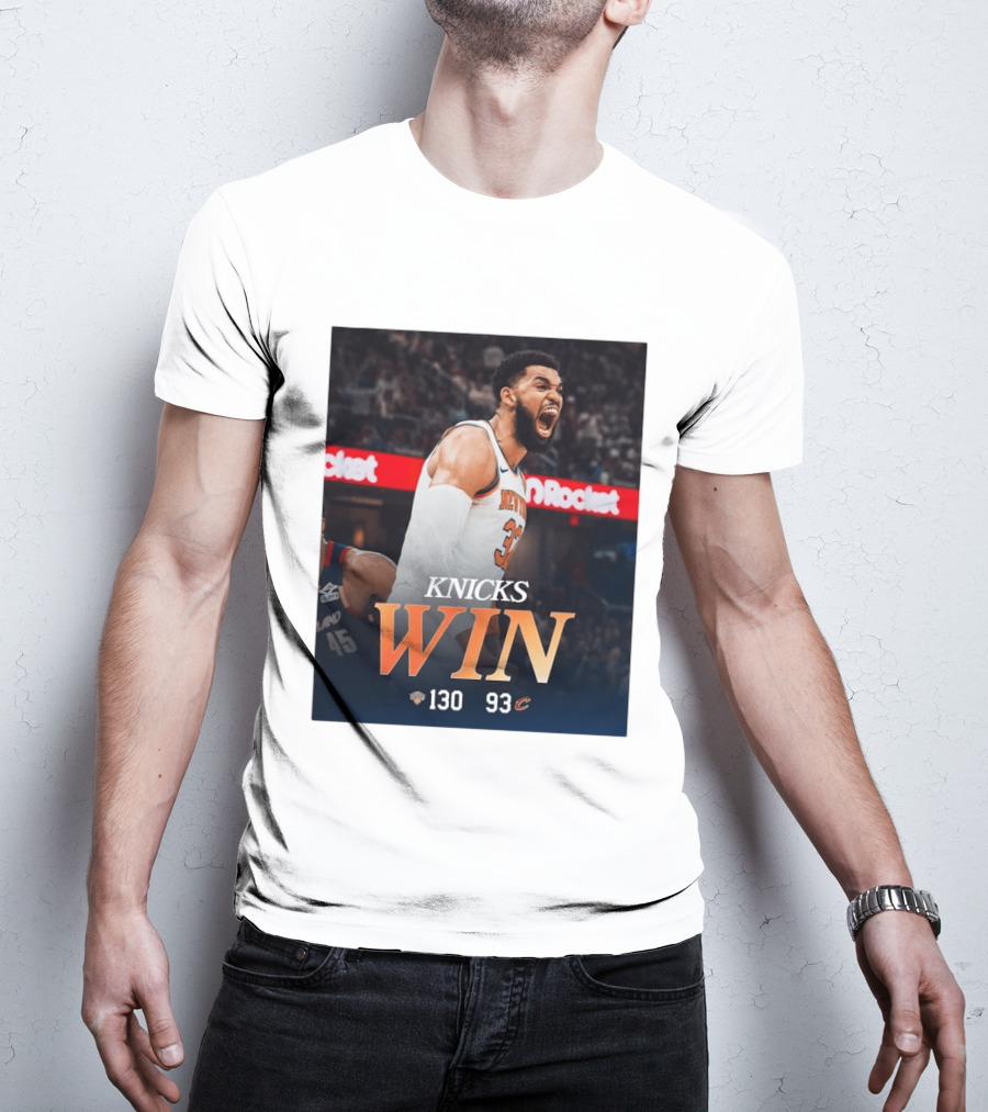 Knicks Win 130 93 Celebration Victory Over Cleveland Playoffs Sweep T-Shirt