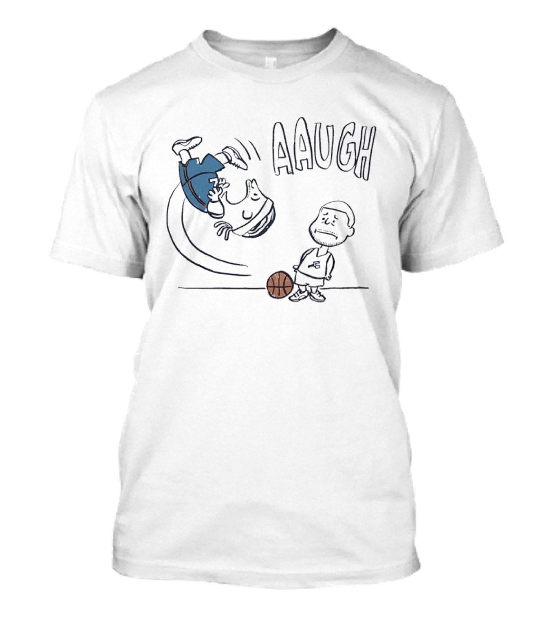 Los Angeles Lakers LeBron James And Peanuts Cartoon Basketball Scene Aaugh T-Shirt