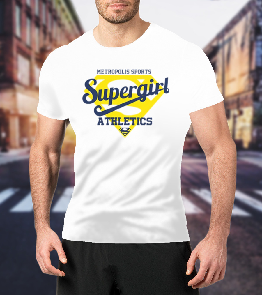 Supergirl Athletics Metropolis Sports Iconic Yellow Shield T-Shirt
