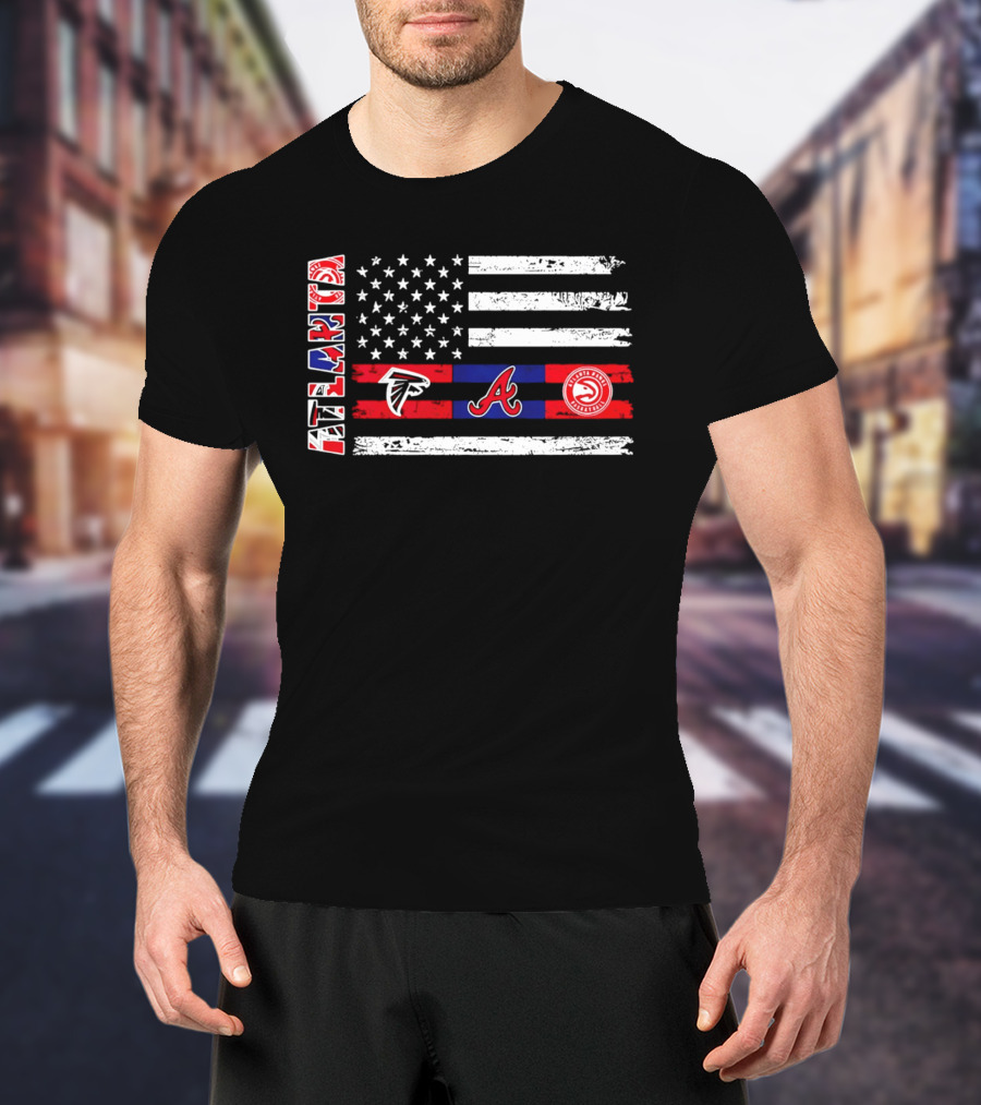Atlanta Falcons Braves Hawks American Flag T-Shirt