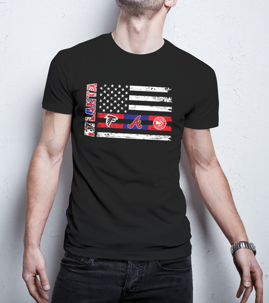 Atlanta Falcons Braves Hawks American Flag T-Shirt
