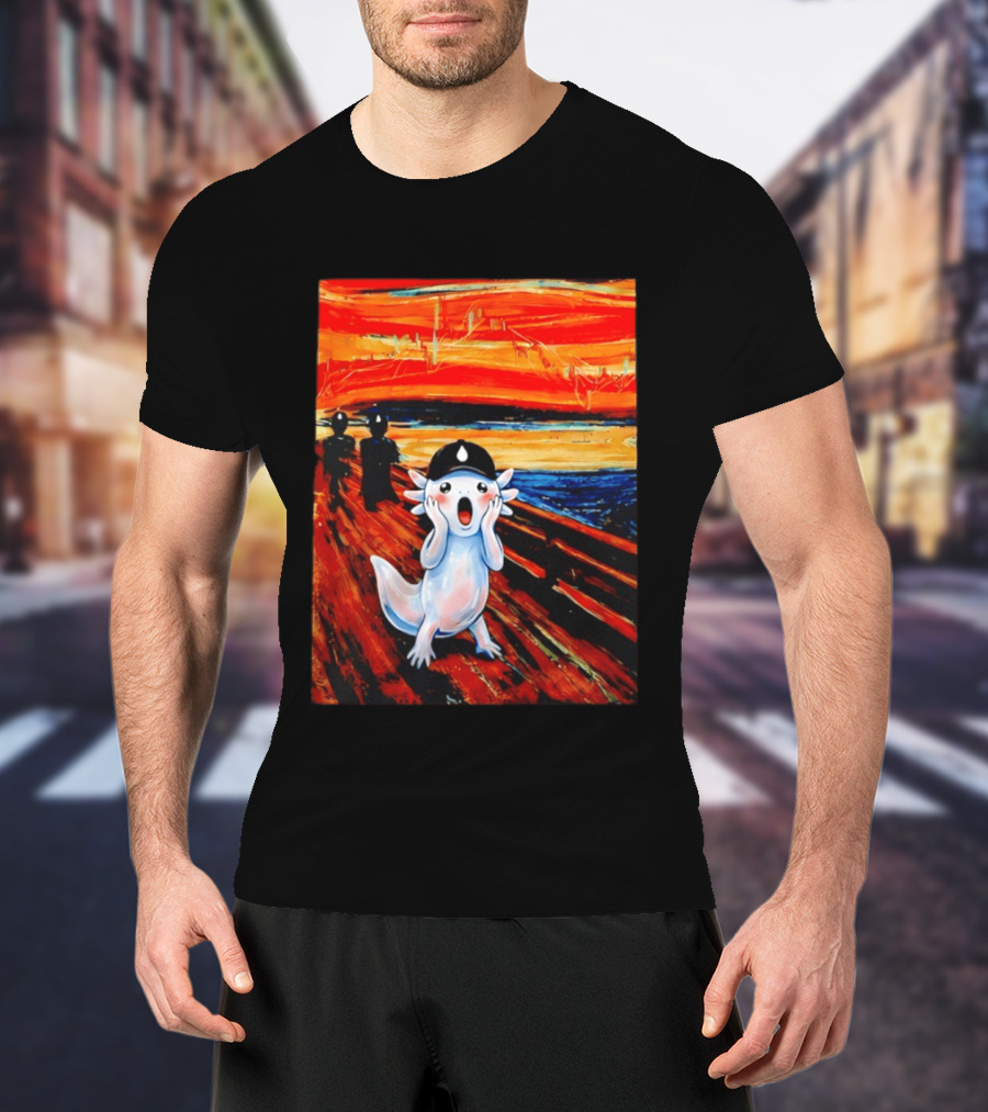 Axolotl Liquid The Scream Parody Painting Munch T-Shirt