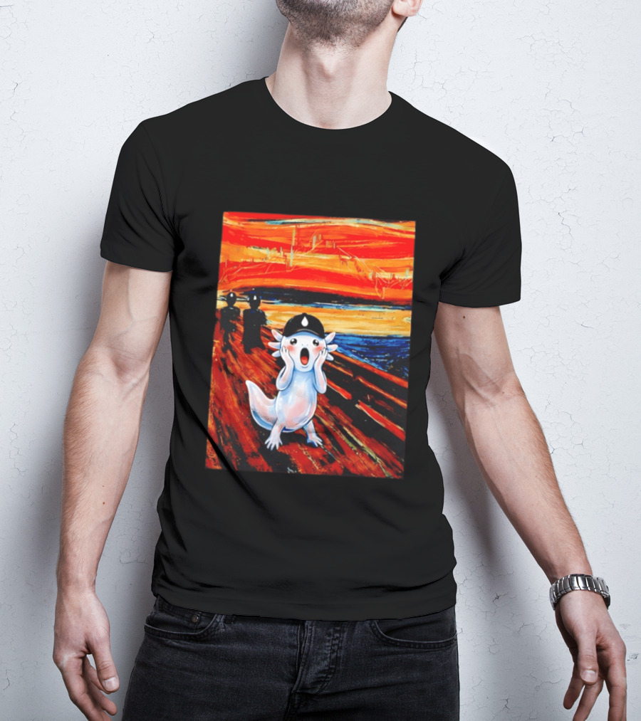 Axolotl Liquid The Scream Parody Painting Munch T-Shirt