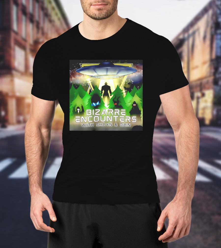 Bizarre Encounters UFO With Shayn And Orin Mysterious Forest Lights Alien Adventure T-Shirt