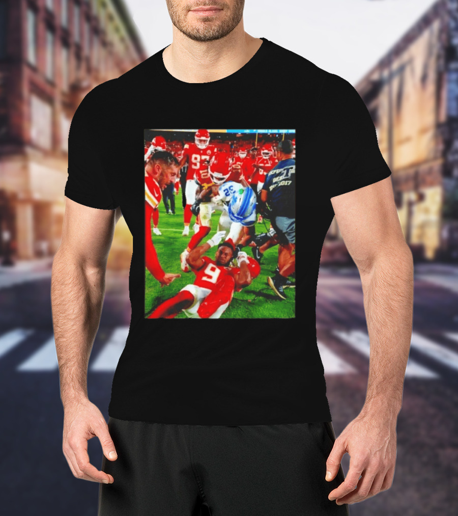 Brian Branch Collision JuJu Smith Schuster Lions Chiefs Football Action T-Shirt