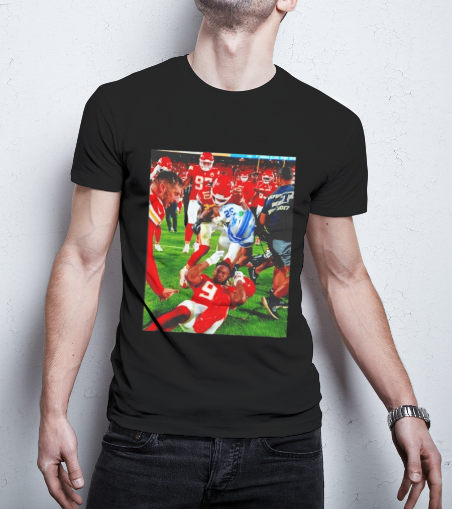Brian Branch Collision JuJu Smith Schuster Lions Chiefs Football Action T-Shirt