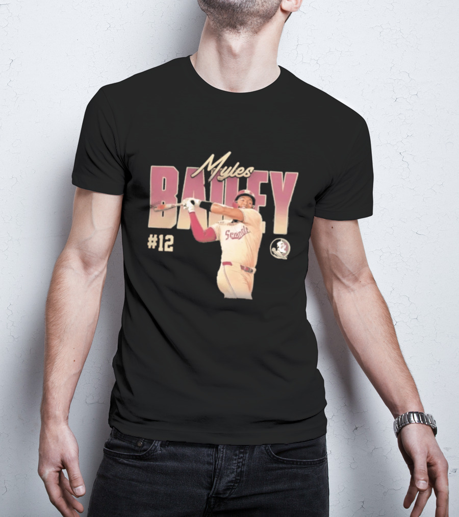 Myles Bailey FSU Seminoles NCAA Baseball #12 Player Collage T-Shirt