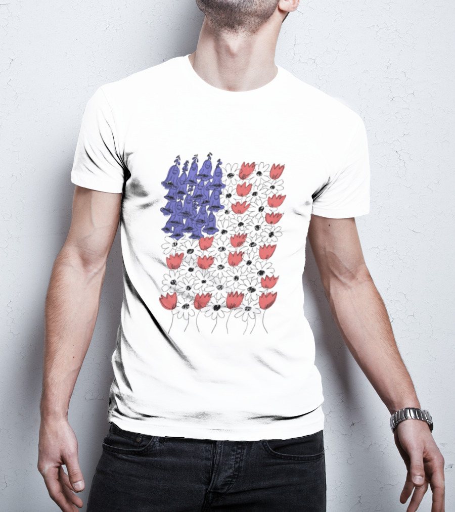 Fourth Of July Foxglove Daisy Tulip Subtle F Trump USA 250 Birthday T-Shirt