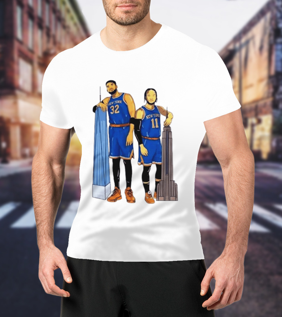 New York Knicks Jalen Brunson Karl Anthony Towns Skyline T-Shirt