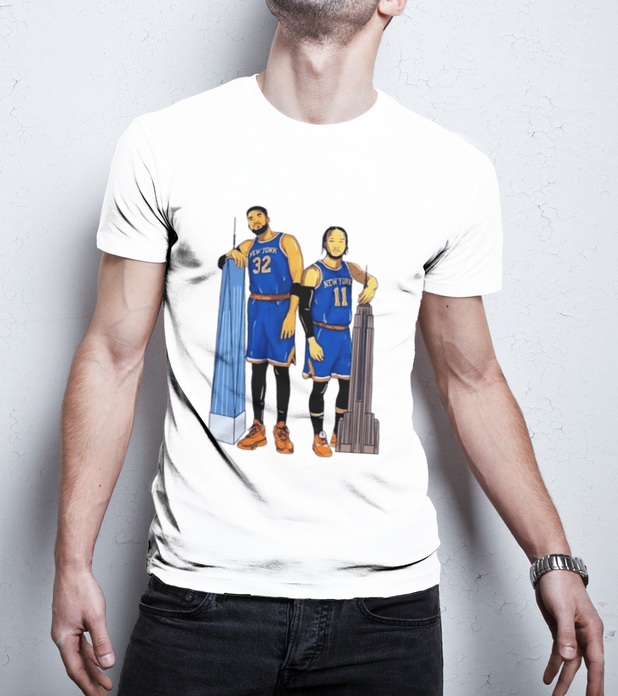 New York Knicks Jalen Brunson Karl Anthony Towns Skyline T-Shirt