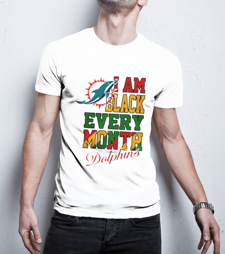 I Am Black Every Month Dolphins T-Shirt