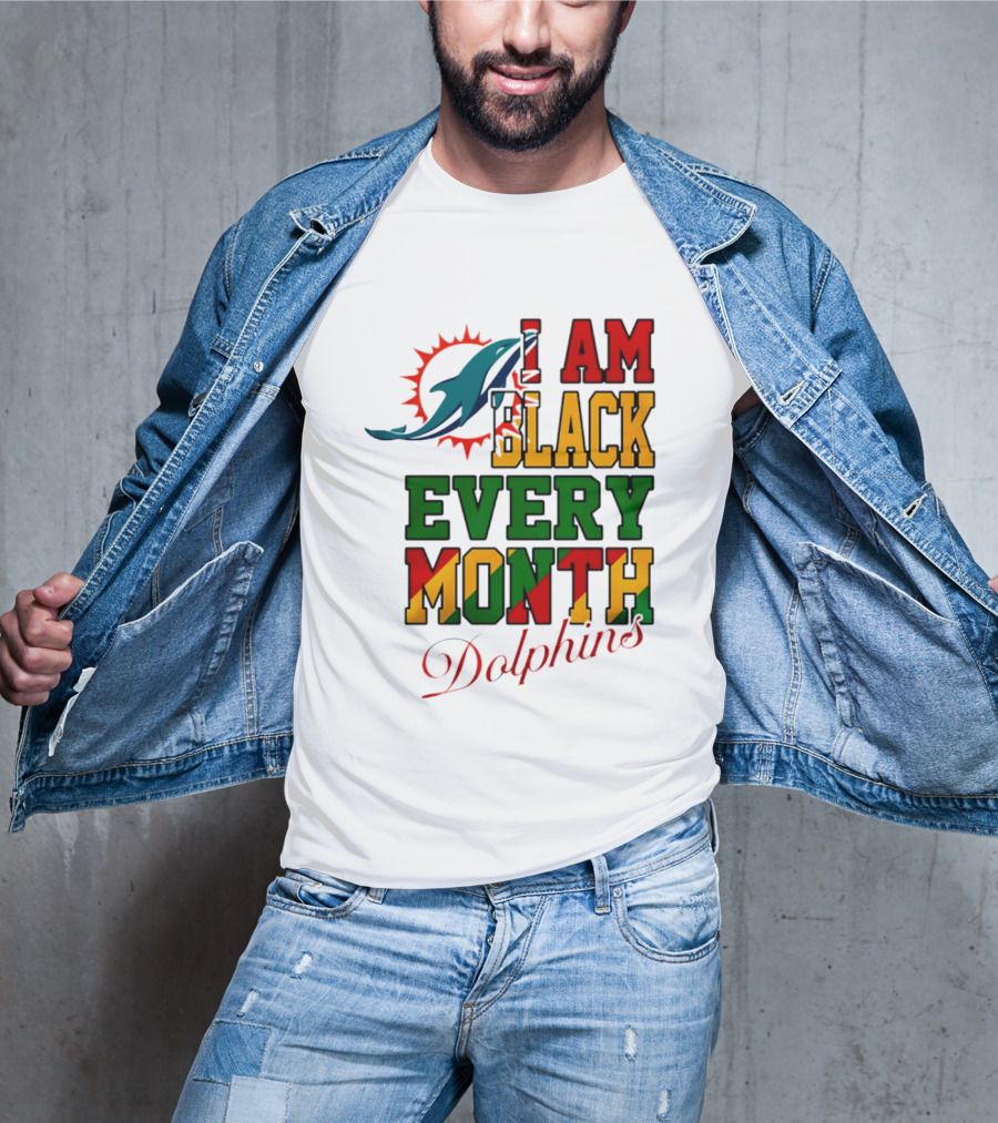 I Am Black Every Month Dolphins T-Shirt