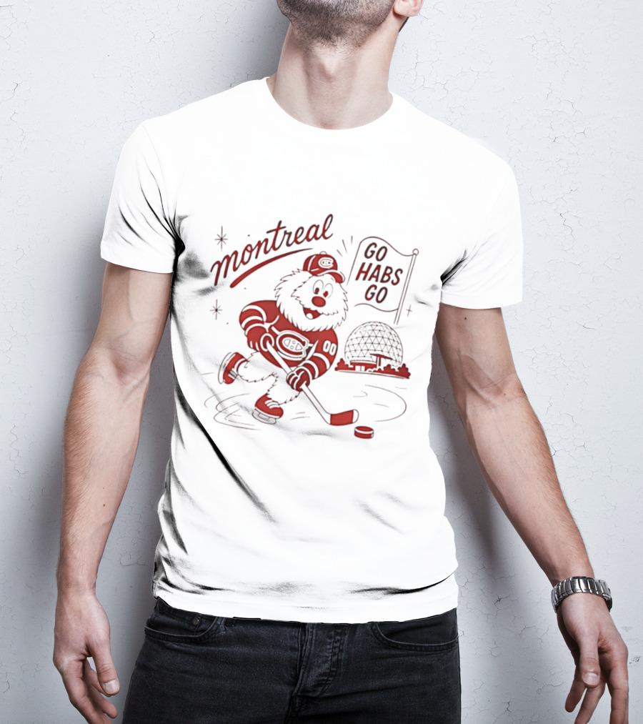 Montreal Canadiens Skating Mascot Go Habs Go Biosphere Montreal T-Shirt