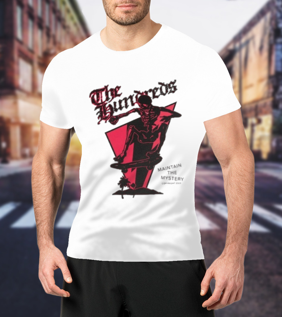 The Hundreds Skeleton Skateboard Maintain The Mystery Skull Mountain 2023 T-Shirt