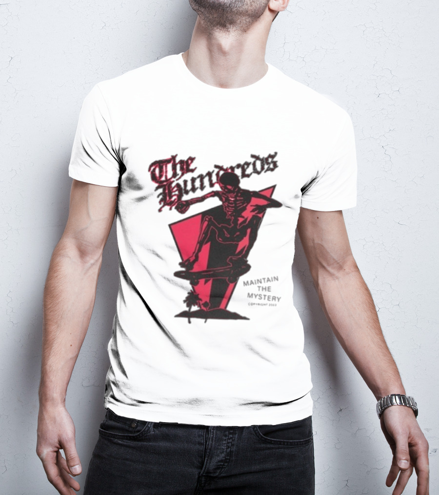 The Hundreds Skeleton Skateboard Maintain The Mystery Skull Mountain 2023 T-Shirt