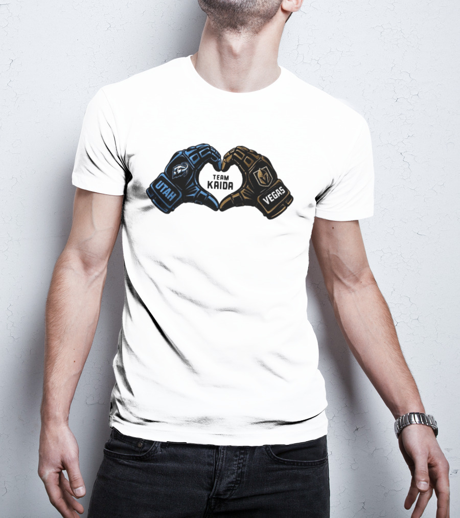 Utah Mammoth Vegas Golden Knights Team Kaida Heart Hands T-Shirt