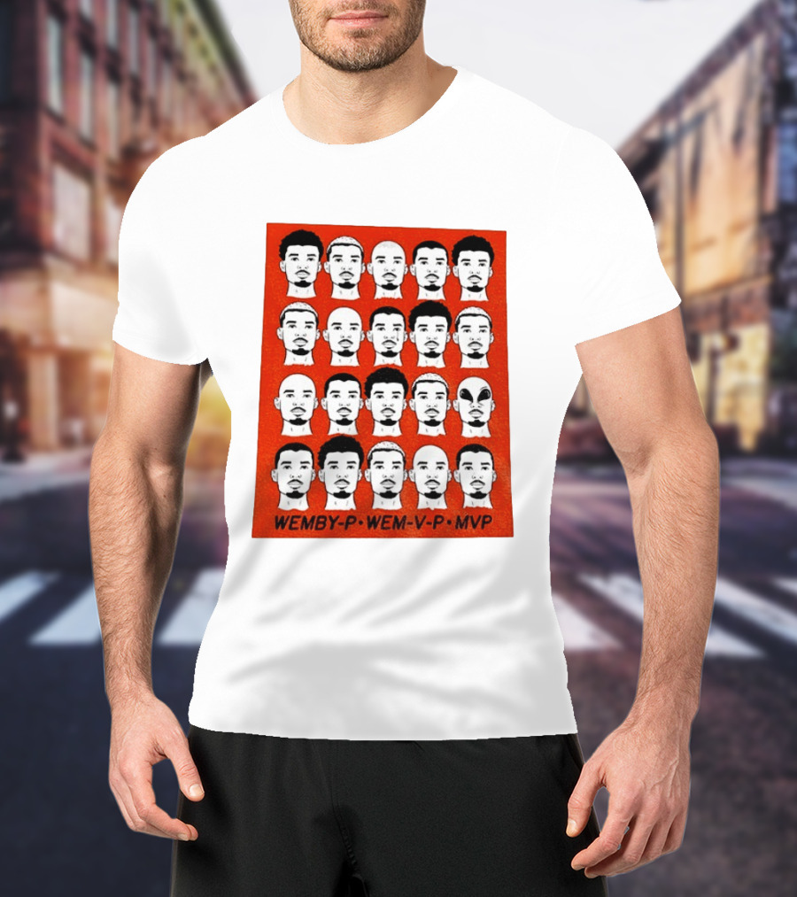 Victor Wembanyama Wemby P Wem V P MVP San Antonio Spurs Basketball Faces T-Shirt