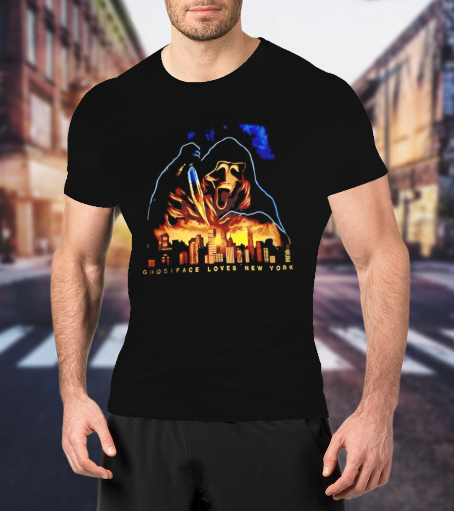 Ghostface Loves New York City Skyline Scream Urban Horror T-Shirt