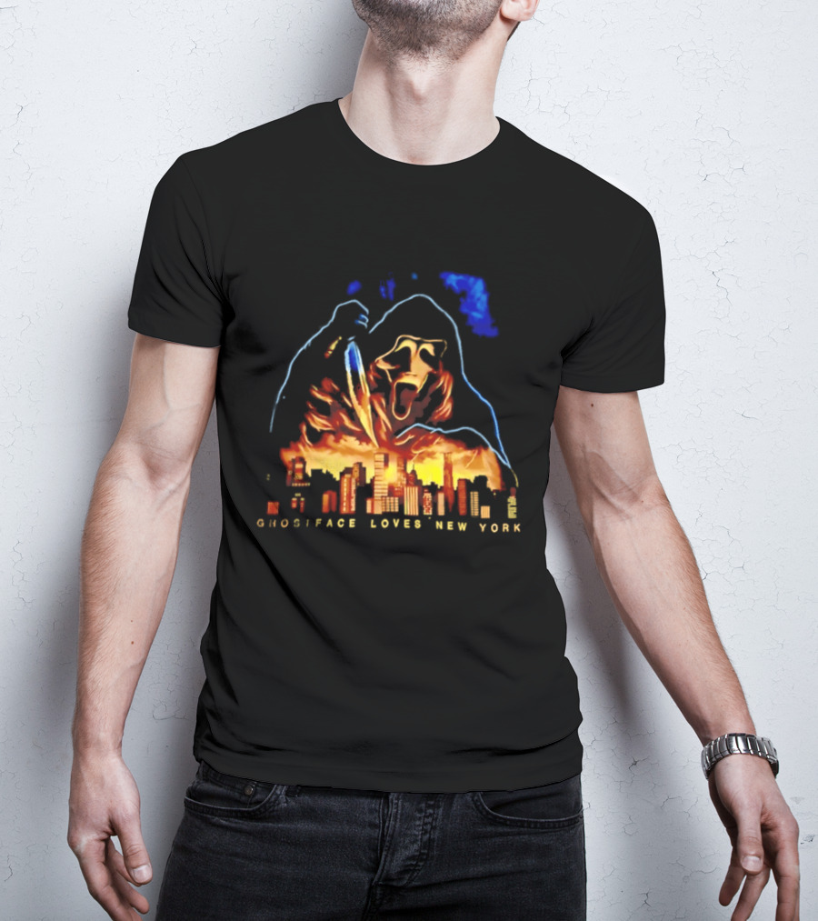 Ghostface Loves New York City Skyline Scream Urban Horror T-Shirt