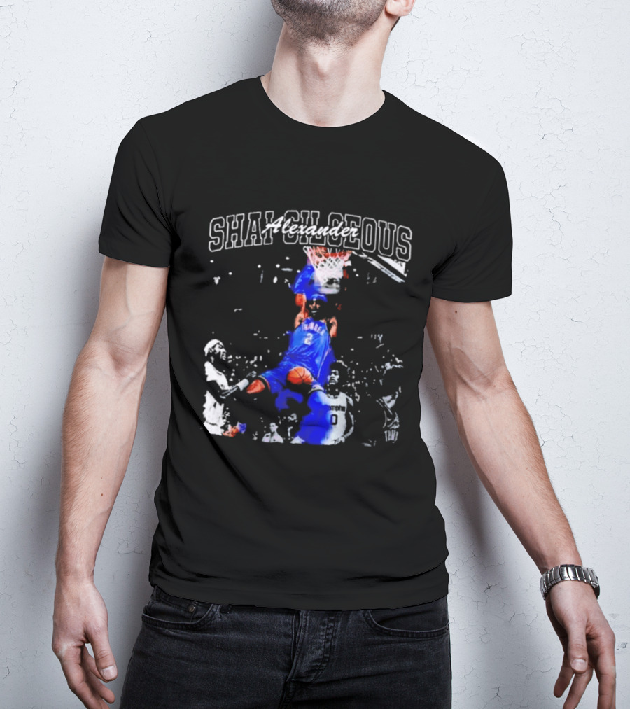 Shai Gilgeous Alexander Thunder Dunk Legacy Basketball Action T-Shirt