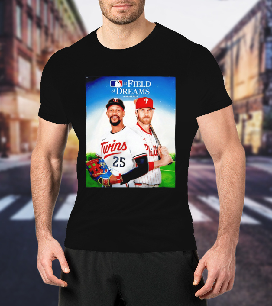 Twins Buxton Vs Phillies Harper MLB At Field Of Dreams August 2026 T-Shirt