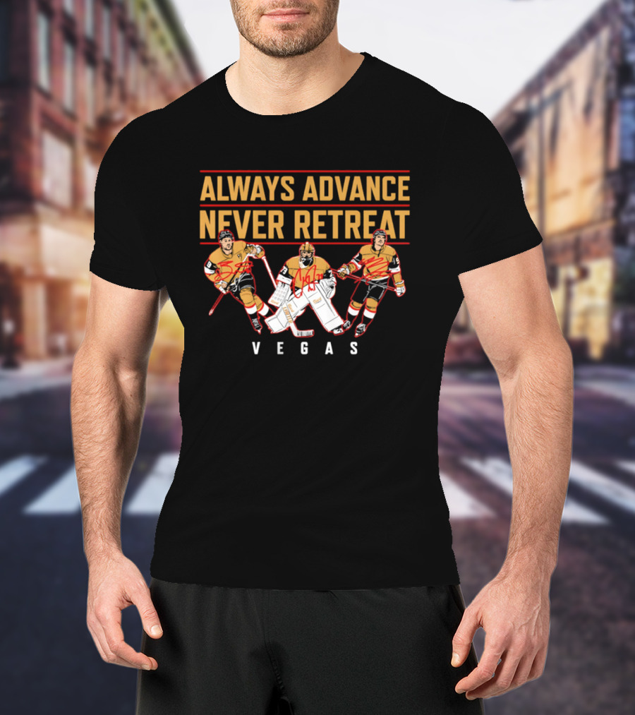 Vegas Hockey Always Advance Never Retreat Energetic Ice Skating Team Spirit T-Shirt