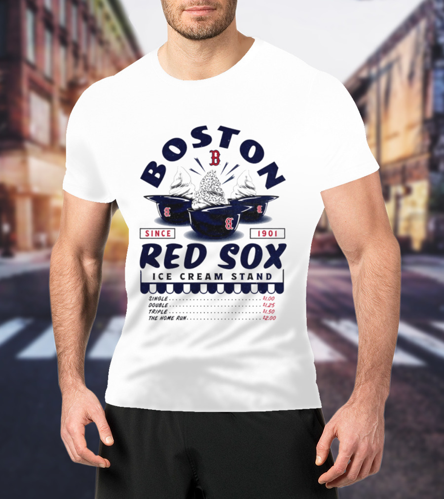 Boston Red Sox Ice Cream Stand Since 1901 Single Double Triple Home Run T-Shirt