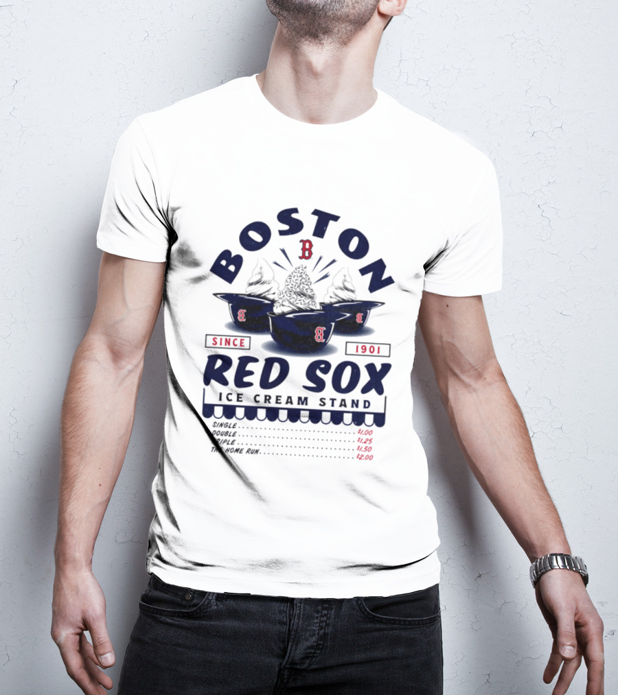 Boston Red Sox Ice Cream Stand Since 1901 Single Double Triple Home Run T-Shirt