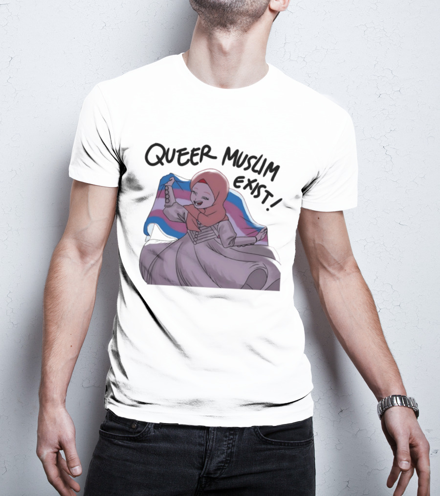 Queer Muslim Exist Transgender Flag Hijab Representation T-Shirt