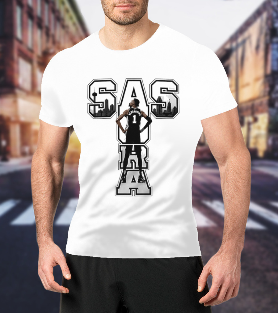 San Antonio SAS Aura Victor Wembanyama Basketball Skyline T-Shirt