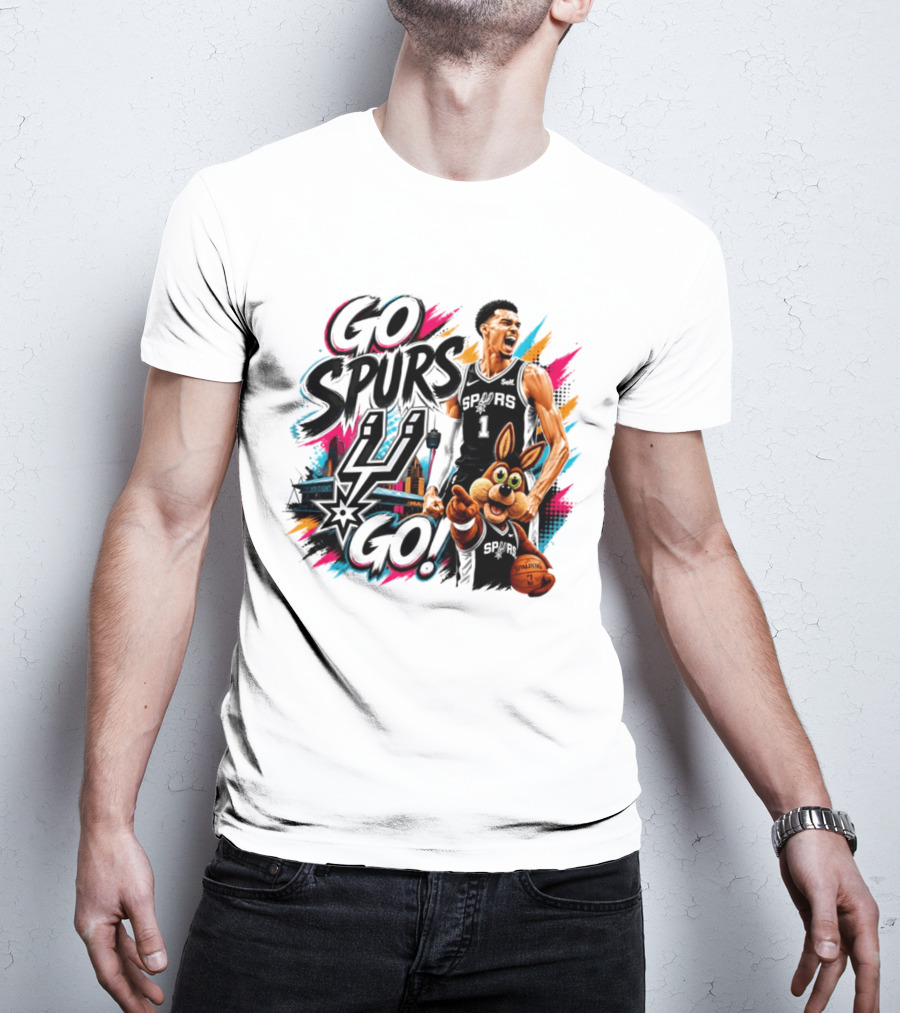 Go Spurs Go San Antonio Spurs Victor Wembanyama City Skyline T-Shirt