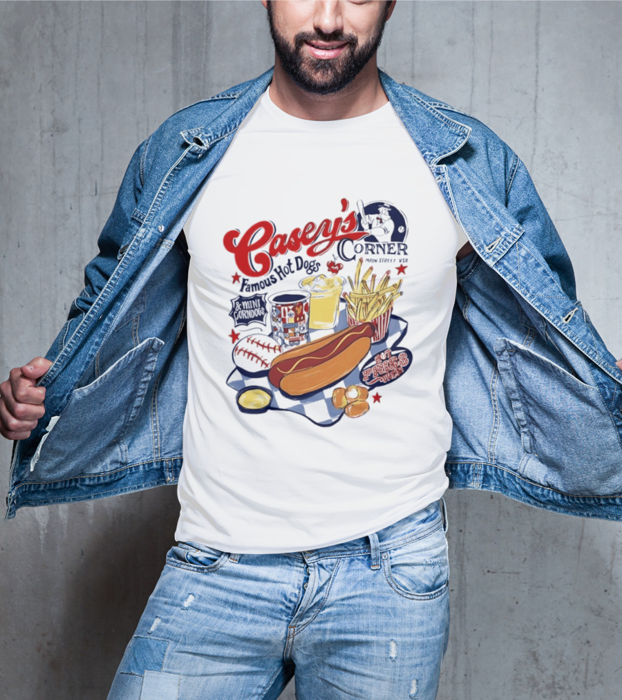 Casey's Corner Famous Hot Dogs Main Street USA Baseball Player Snacks T-Shirt