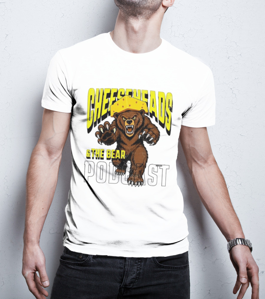 Cheeseheads And The Bear Podcast Bold Cheese Hat Grizzly T-Shirt